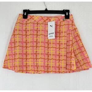 Puma Wrap Skort XS Womens Dani Dazey Pink Orange Plaid Ret. $90 NWT